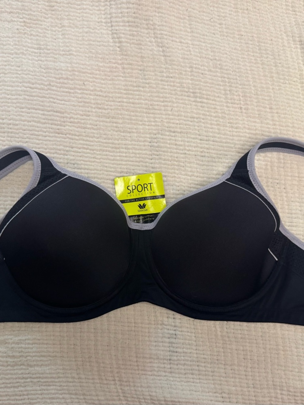 Wacoal Black Sports Bra with Gray Trim